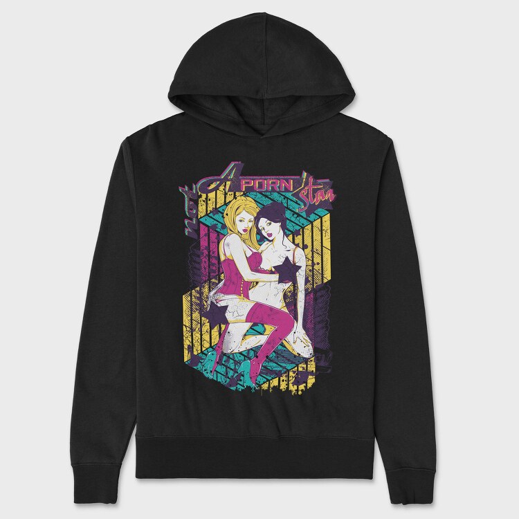 Neon Star Pin Up, Hanorac Oversize Barbati (Unisex)