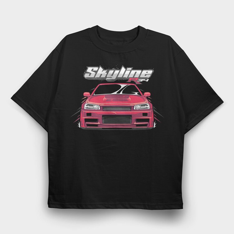 Skyline, Tricou Oversize Barbati (Unisex)