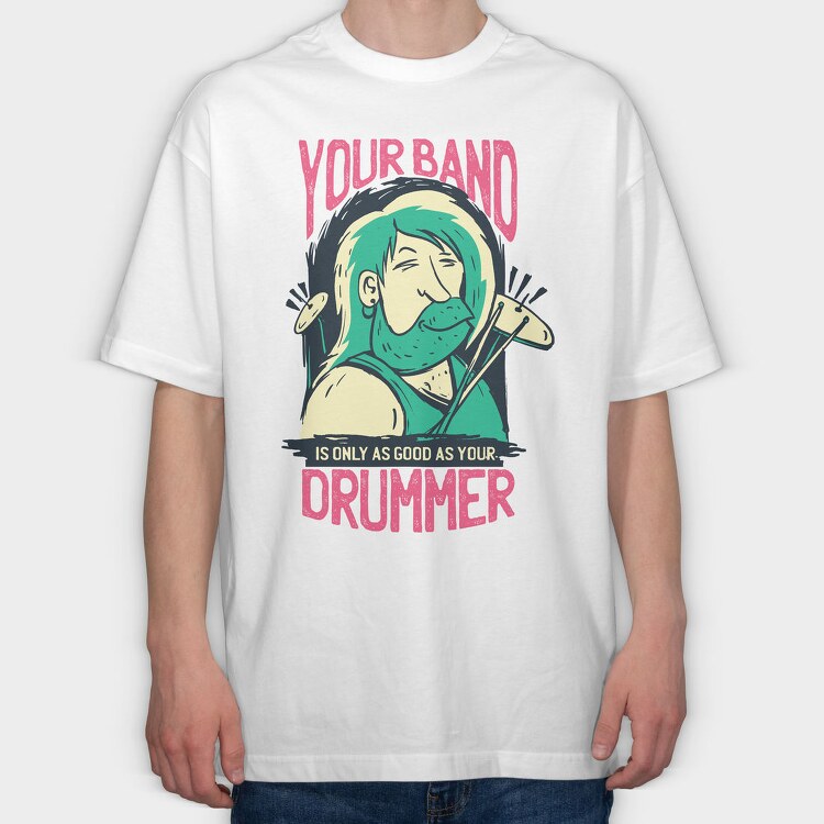 Drummer Quote, Tricou Oversize Barbati (Unisex)