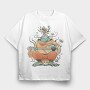 Frog Musician Magic Bard Cottage, Tricou Oversize Barbati (Unisex)