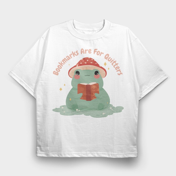 Frog Reading Book Cute, Tricou Oversize Barbati (Unisex)