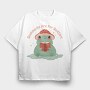 Frog Reading Book Cute, Tricou Oversize Barbati (Unisex)