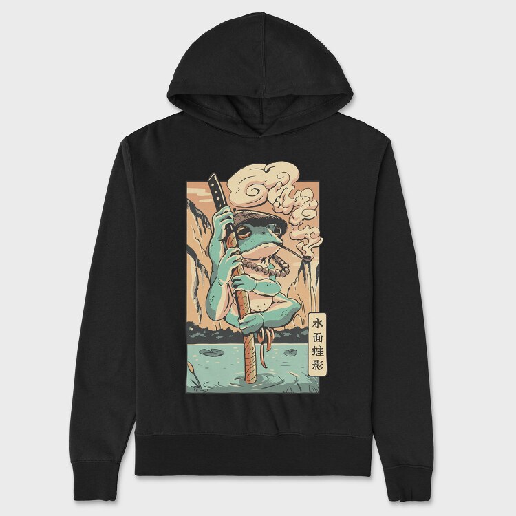 Frog Samurai Japanese Chill Traditional, Hanorac Oversize Barbati (Unisex)