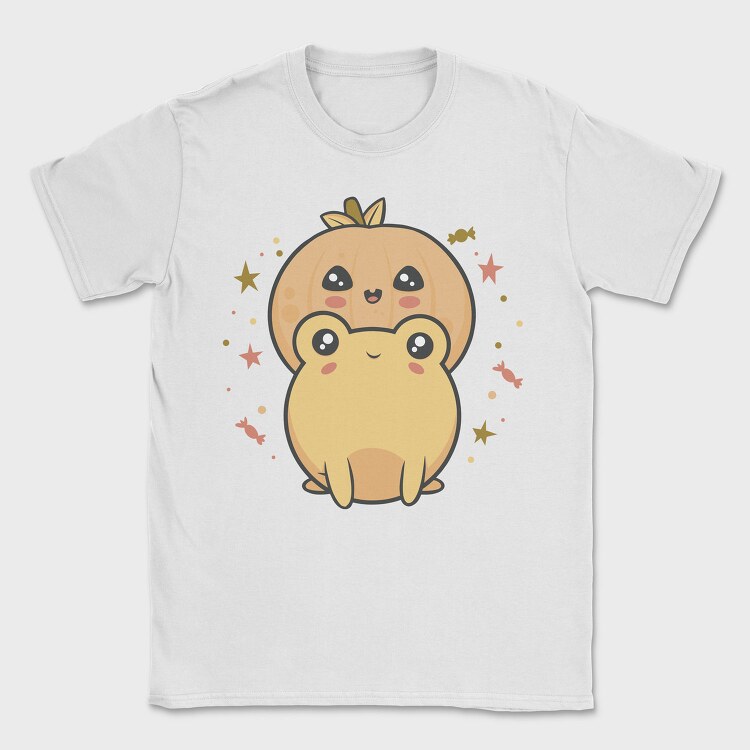 Frog With Pumpkin Kawaii, Tricou Barbati (Unisex)