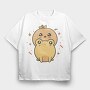 Frog With Pumpkin Kawaii, Tricou Oversize Barbati (Unisex)