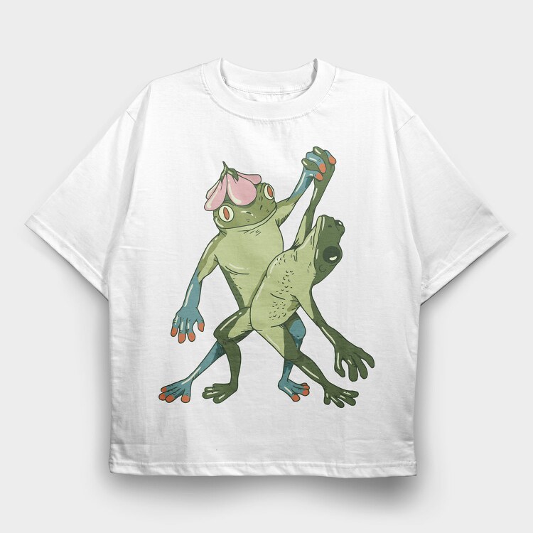 Froggy Dance Party, Tricou Oversize Barbati (Unisex)