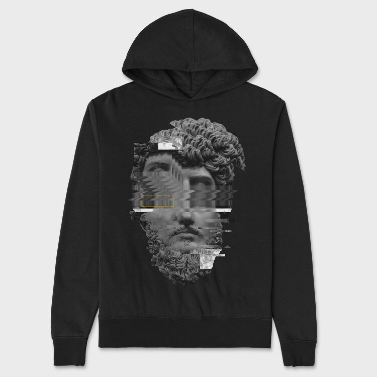 Frontal Glitched Statue Glitch 5, Hanorac Oversize Barbati (Unisex)