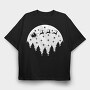 Neon Wolf Howl 1, Tricou Oversize Barbati (Unisex)