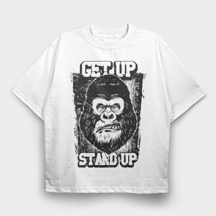 Gorilla Stand Up, Tricou Oversize Barbati (Unisex)