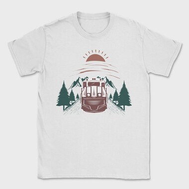 Train Mountain Sunrise, Tricou Barbati (Unisex)