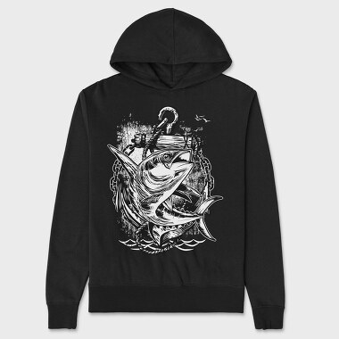 Tuna Anchor Hunt, Hanorac Oversize Barbati (Unisex)