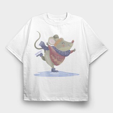 Ice Skating Mouse, Tricou Oversize Barbati (Unisex)