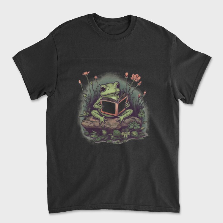 Frog Reading Flowers, Tricou Barbati (Unisex)