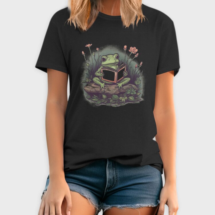 Frog Reading Flowers, Tricou Barbati (Unisex)