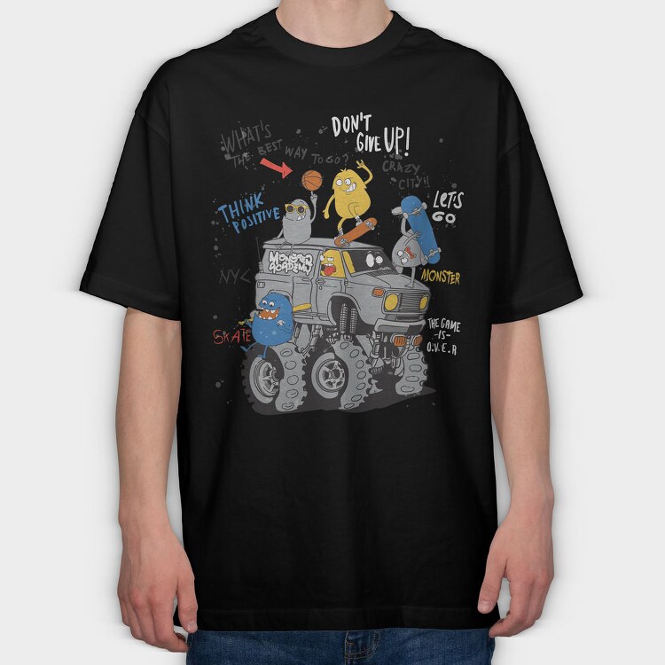 Monsters Go Skate Nyc, Tricou Oversize Barbati (Unisex)