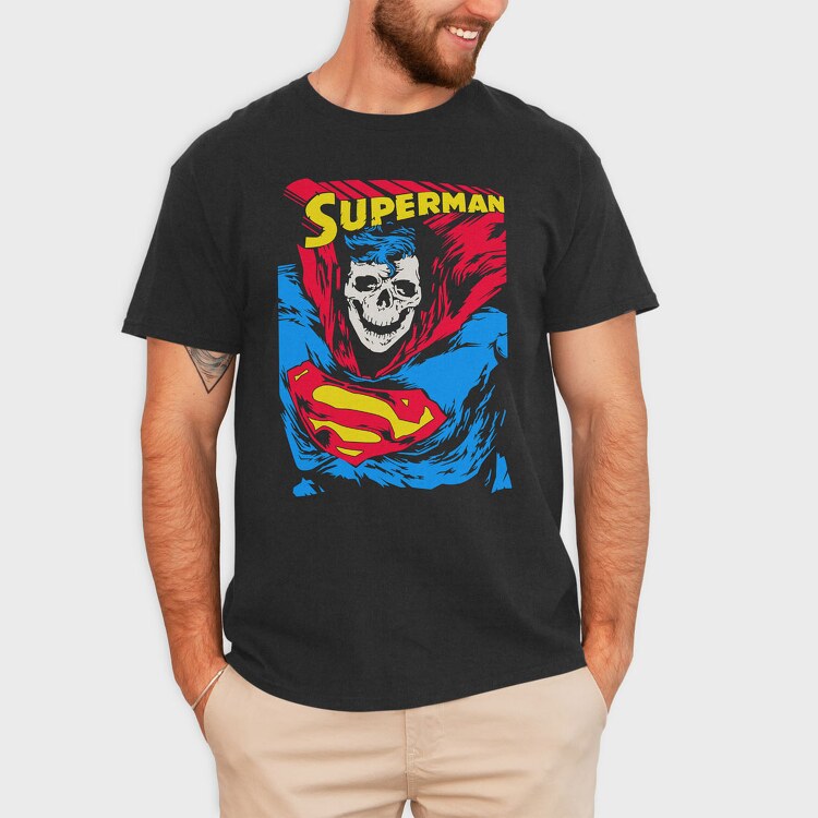 Superman Skull, Tricou Barbati (Unisex)