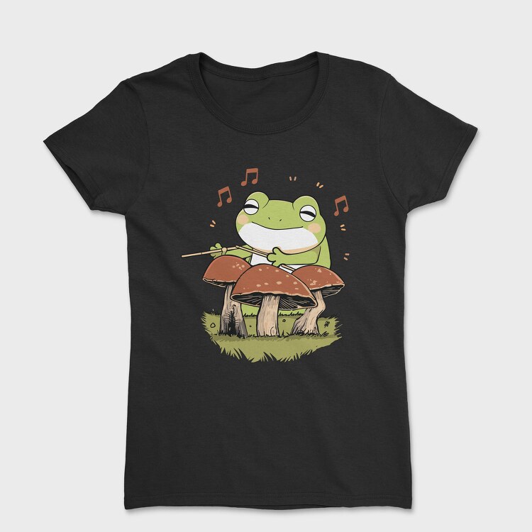 Frog Playing Drums Mushroom, Tricou Femei