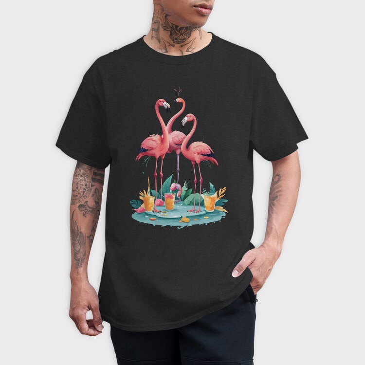 Three Flamingos, Tricou Barbati (Unisex)