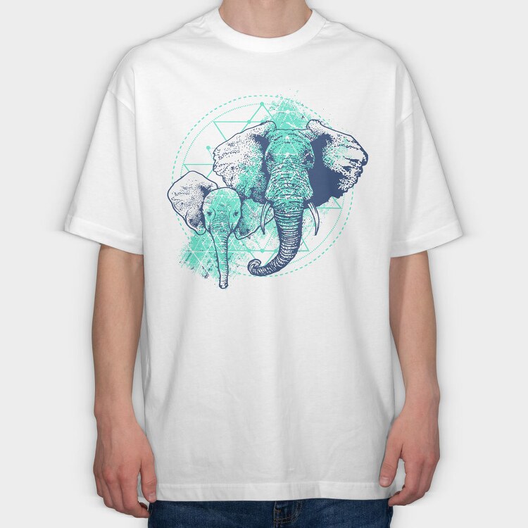 Elephant Spirit Circle, Tricou Oversize Barbati (Unisex)