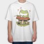 Frog Playing Drums Mushroom, Tricou Oversize Barbati (Unisex)