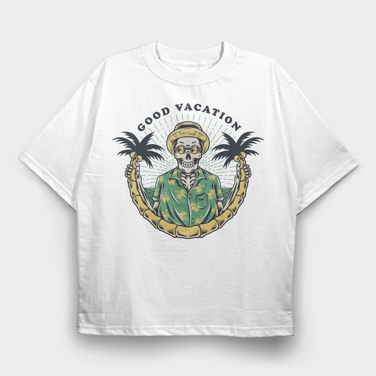 Good Vacation Skull, Tricou Oversize Barbati (Unisex)