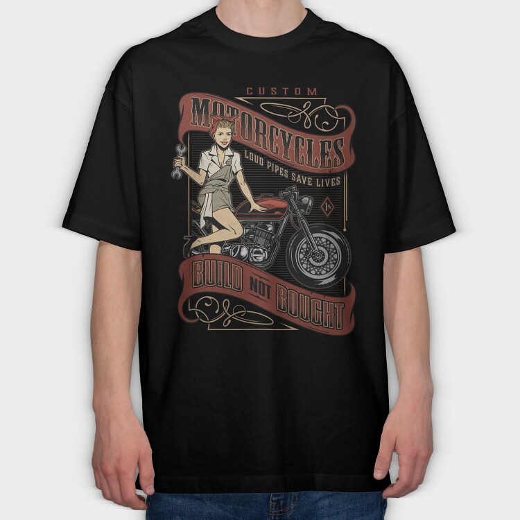 Custom Loud Pipes Save Lives, Tricou Oversize Barbati (Unisex)