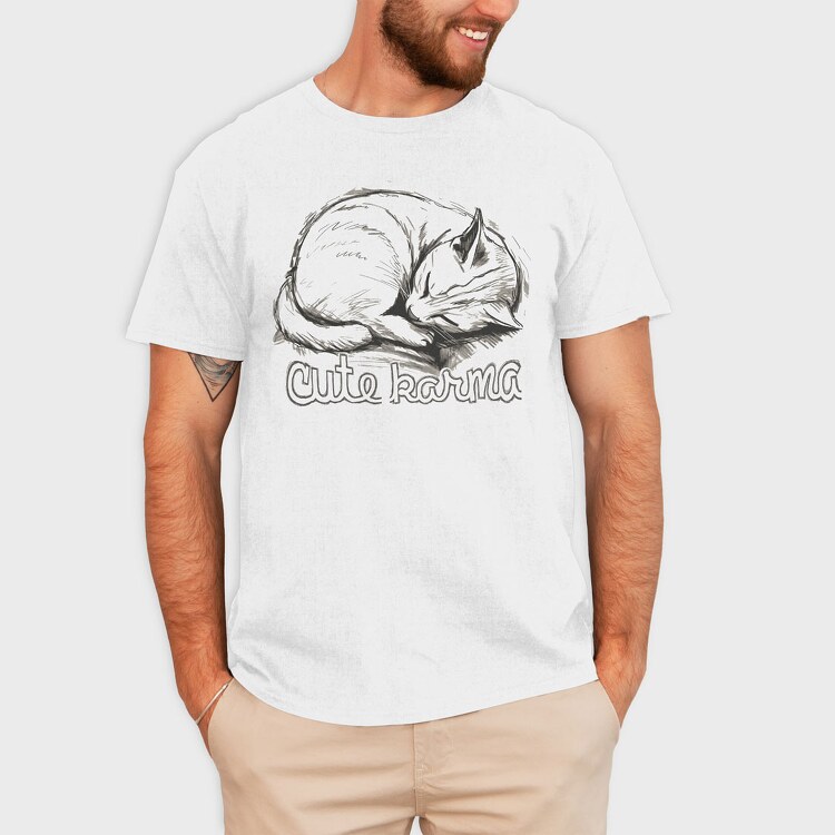 Cat Karma Sketch, Tricou Barbati (Unisex)