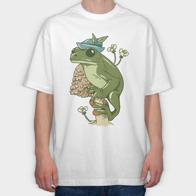 Froggy Flower Hat, Tricou Oversize Barbati (Unisex)