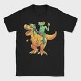Frog Riding A T Rex Dino Trex, Tricou Barbati (Unisex)