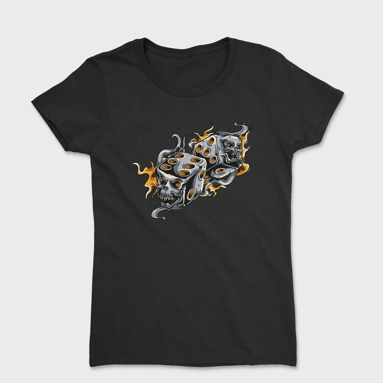 Skull Dice Flames, Tricou Femei