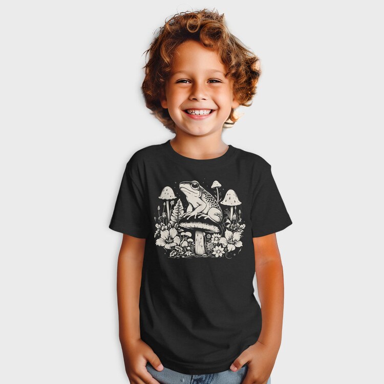 Monochrome Frog on Mushroom, Tricou Copii
