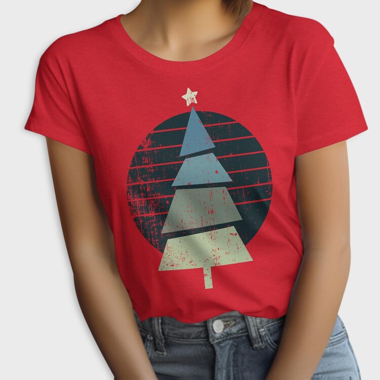 Retro Christmas Tree, Tricou Femei