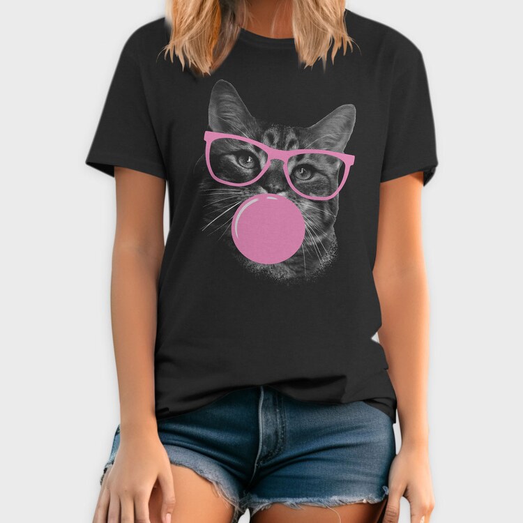 Sunglasses Cat Bubblegum Monochrome, Tricou Barbati (Unisex)
