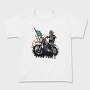 American Flag Skeleton Motocross Motorcycle, Tricou Copii