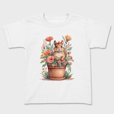 Cottagecore Watercolor Squirrel, Tricou Copii