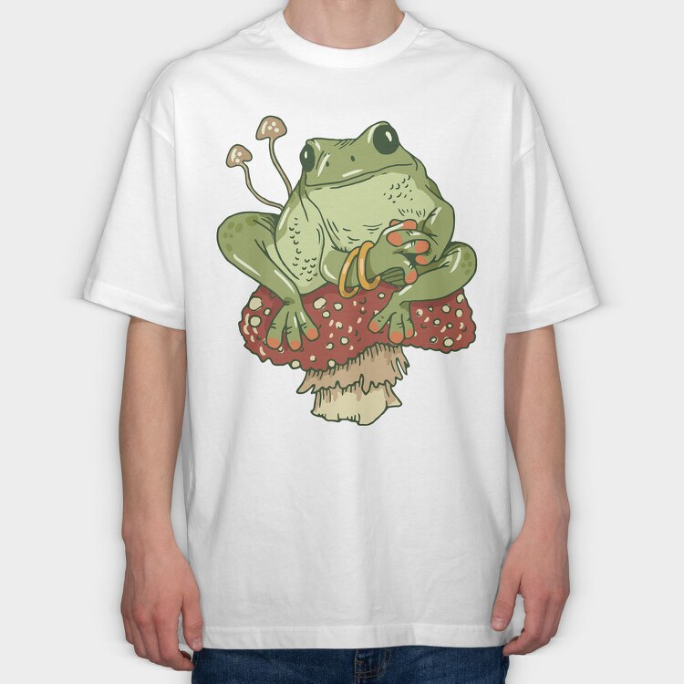 Froggy Mushroom, Tricou Oversize Barbati (Unisex)