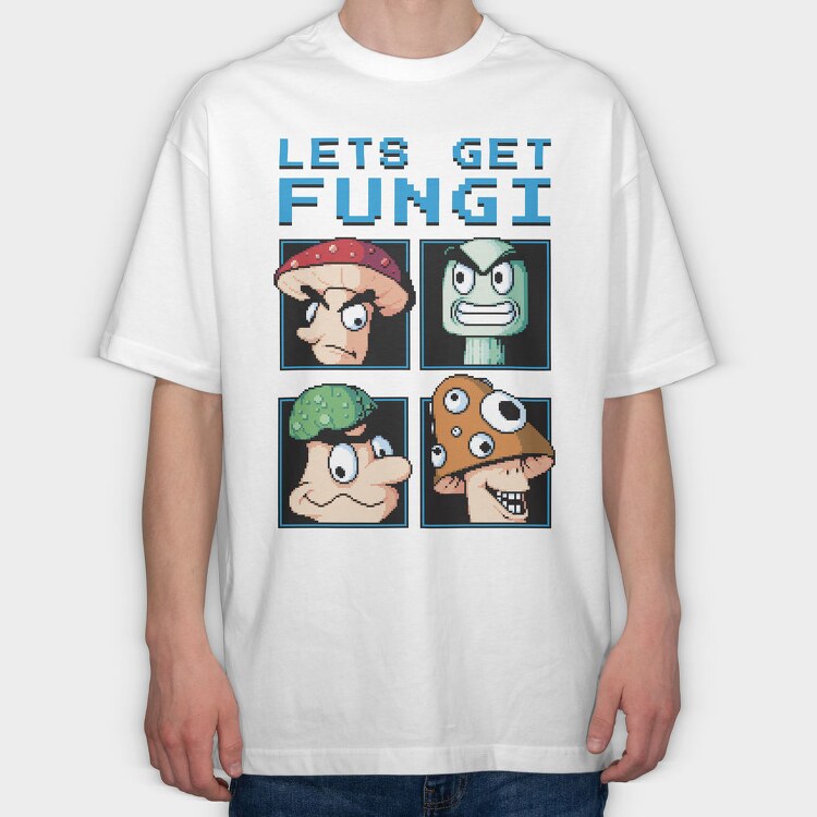 Fungi Cartoon Characters Let S Get Pixel, Tricou Oversize Barbati (Unisex)