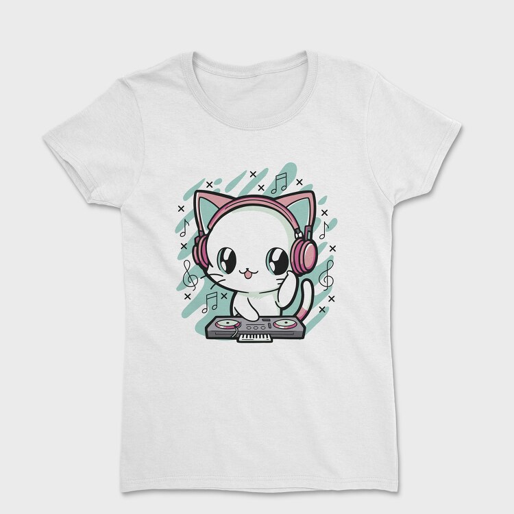 Cute Cat Dj, Tricou Femei