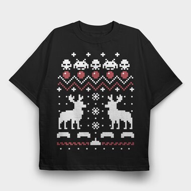 Pixel Smiley, Tricou Oversize Barbati (Unisex)
