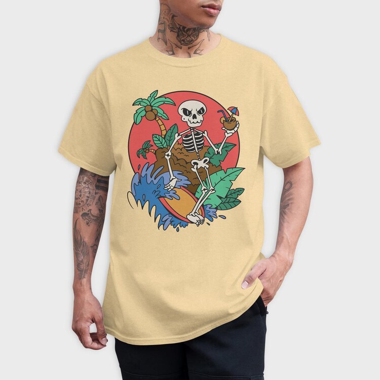 Surfing Skeleton, Tricou Barbati (Unisex)