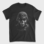 Militar Skull Monochrome, Tricou Barbati (Unisex)
