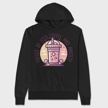 Iced Coffee And Anxiety Quote, Hanorac Oversize Barbati (Unisex)