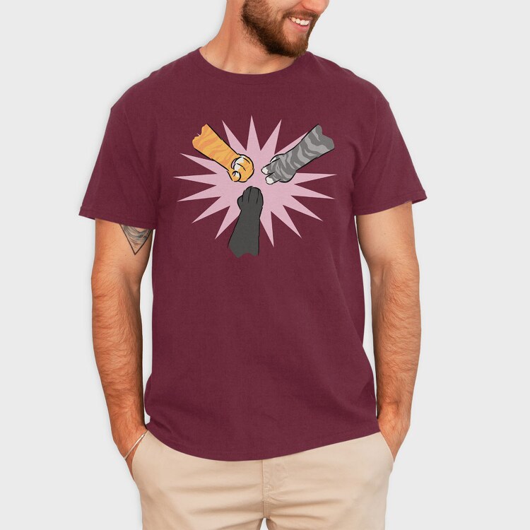 Cat Paws Playing Rock Paper Scissors, Tricou Barbati (Unisex)