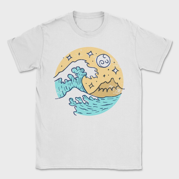Illustrated Waves And Beach 05, Tricou Barbati (Unisex)