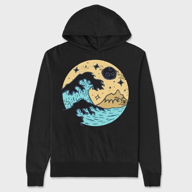 Illustrated Waves And Beach 05, Hanorac Oversize Barbati (Unisex)