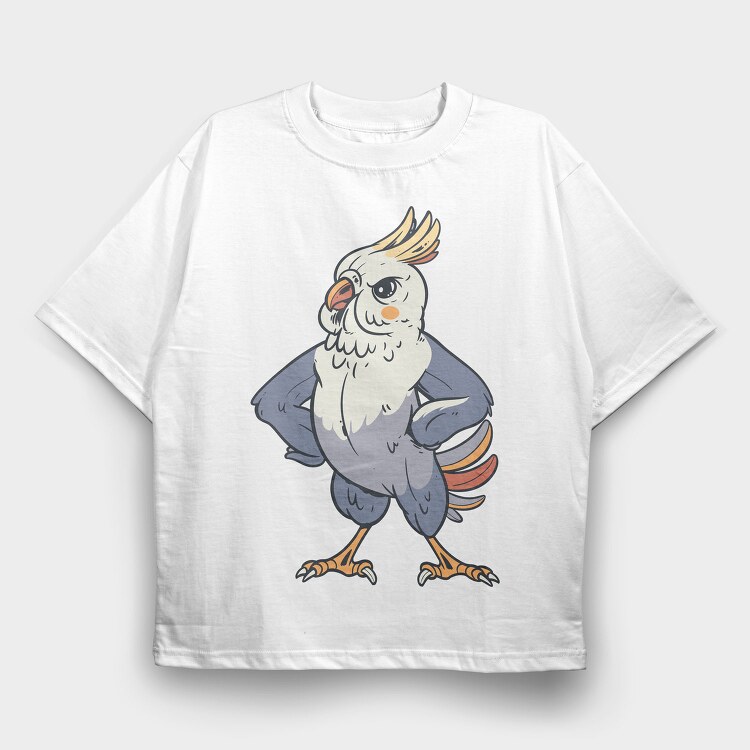 Indignant Cockatiel, Tricou Oversize Barbati (Unisex)