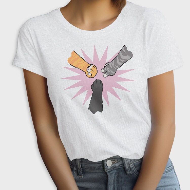 Cat Paws Playing Rock Paper Scissors, Tricou Femei