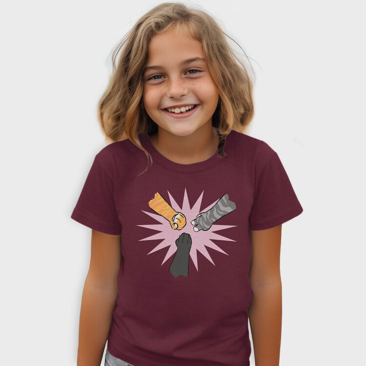 Cat Paws Playing Rock Paper Scissors, Tricou Copii