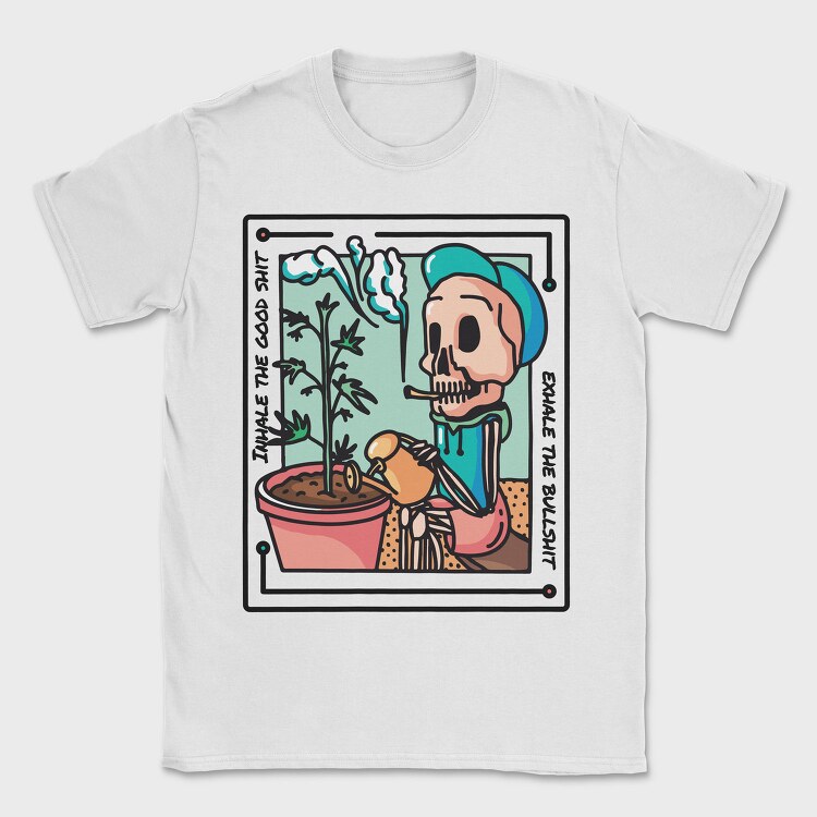 Inhale The Good Weed Skeleton Skull, Tricou Barbati (Unisex)