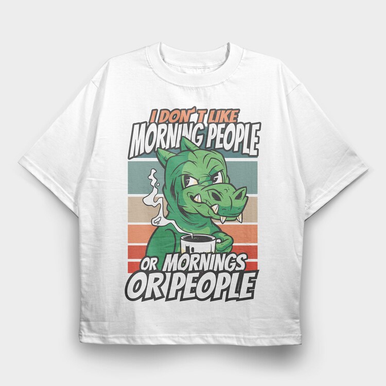 Introvert Cartoon Dinosaur Coffee, Tricou Oversize Barbati (Unisex)